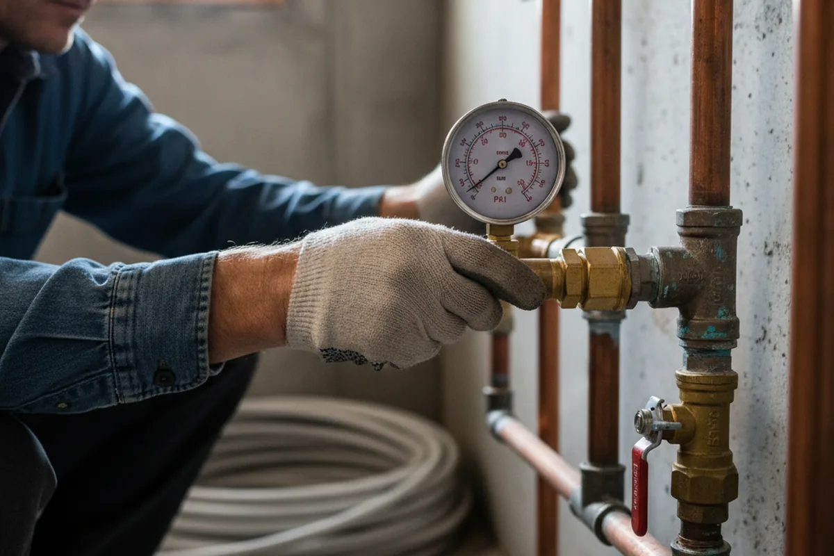 Pressure testing a repaired line during Water Line Repair in Jonestown